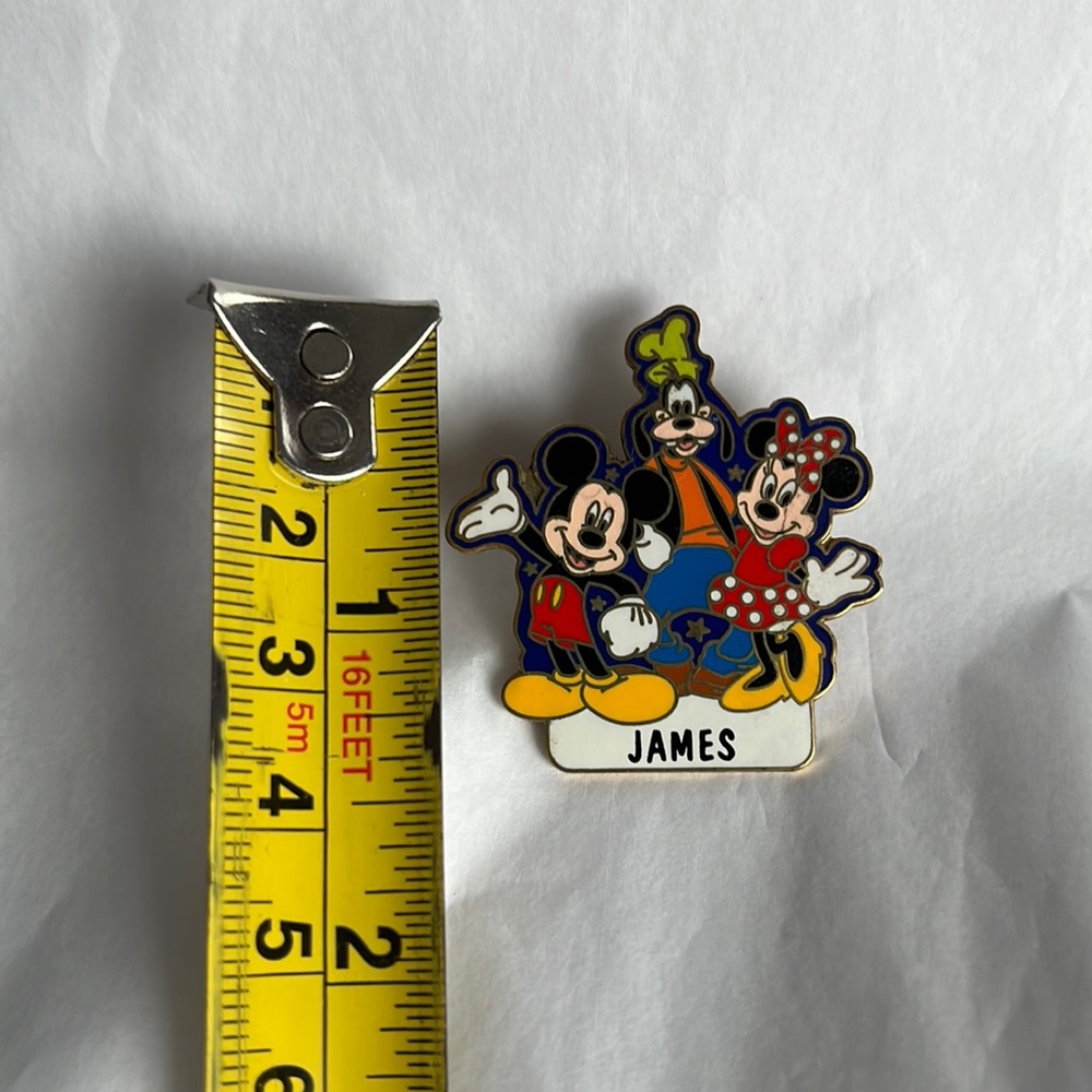 Disney Mickey Mouse, Minnie Mouse, Goofy Collector Pin with "JAMES" name - Picture 4 of 5